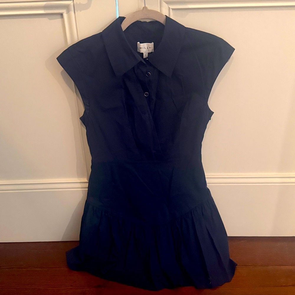 NWT Milly Dress size 4  gabby poplin navy